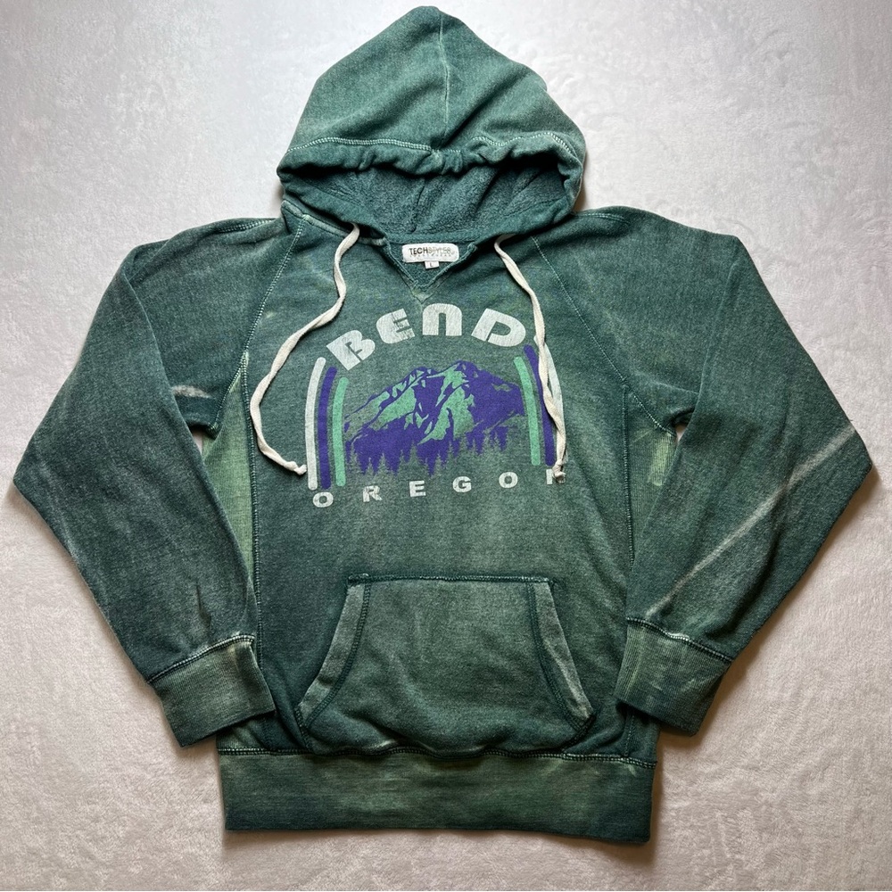 Techstyles Women's Pullover Hoodie Sweatshirt Oregon Pockets Green Size Large